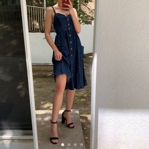 jean blue Emilia button dress urban outfitters